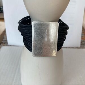 Silver and Black Women's Bracelet One-of-a-kind Statement Piece Chunky Metal